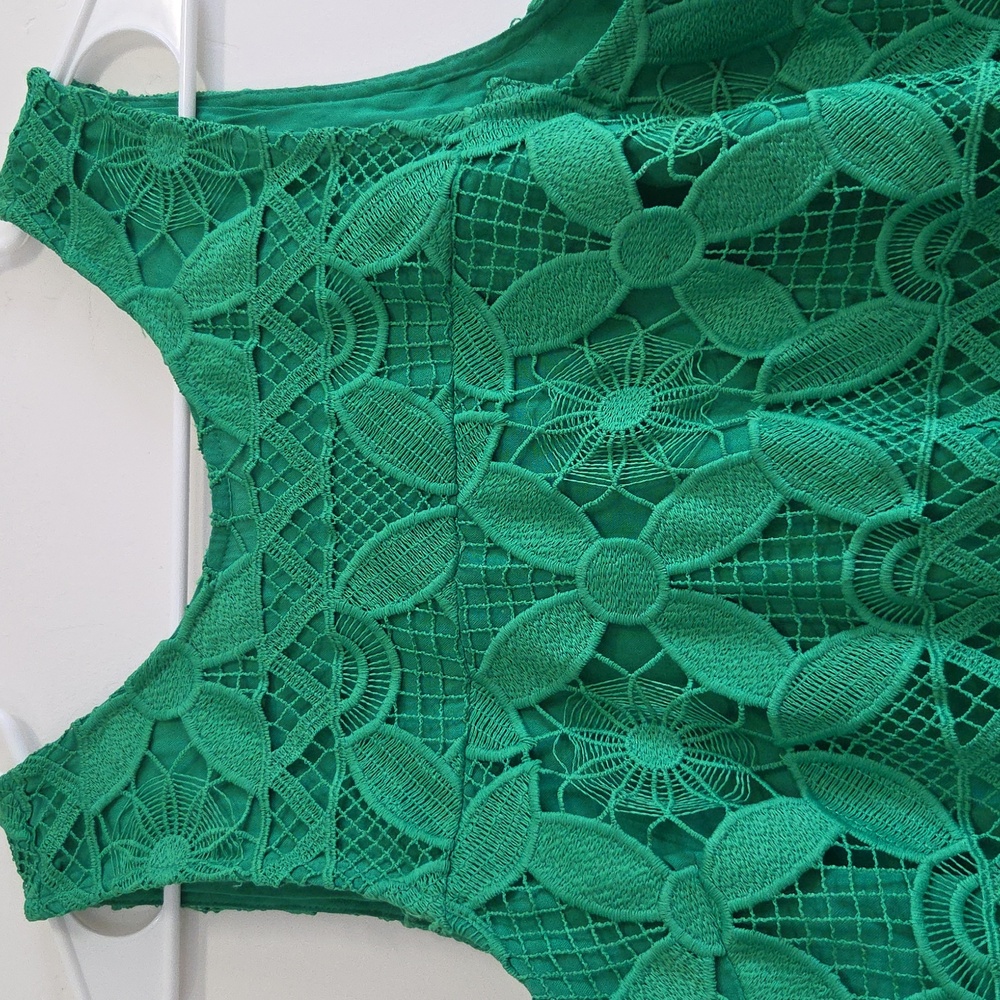Anthropologie Green Lace Shift Dress - Picture 7 of 8